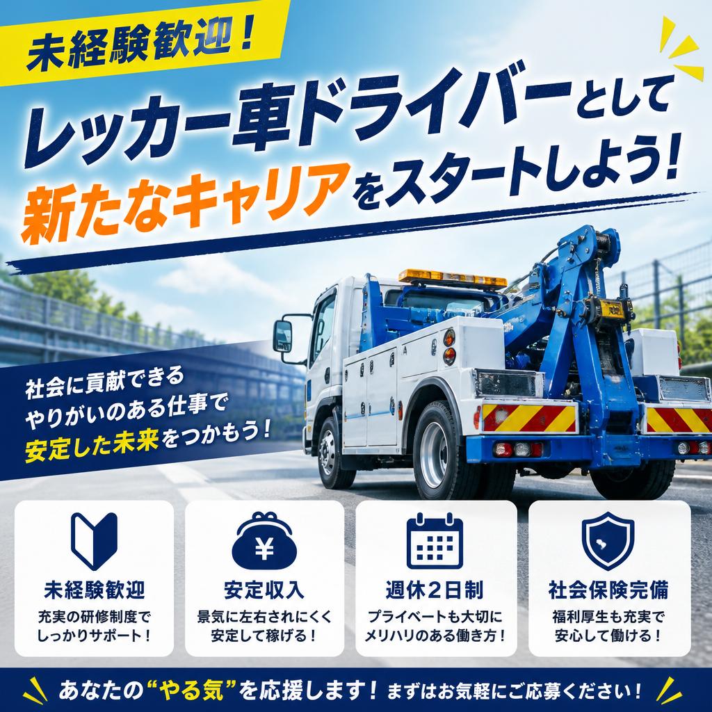 未経験歓迎！レッカー車ドライバーとして新たなキャリアをスタートしよう！